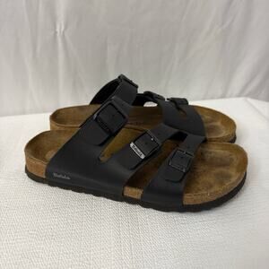 Birkenstock Betula Sandals Womens 7 Narrow Leo Black Cork Slides Comfort Soft 38